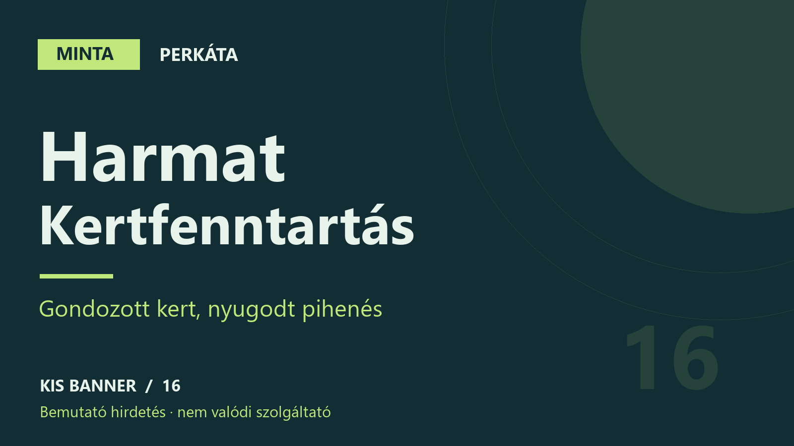 MINTA – Harmat Kertfenntartás – Perkáta, bemutató hirdetés